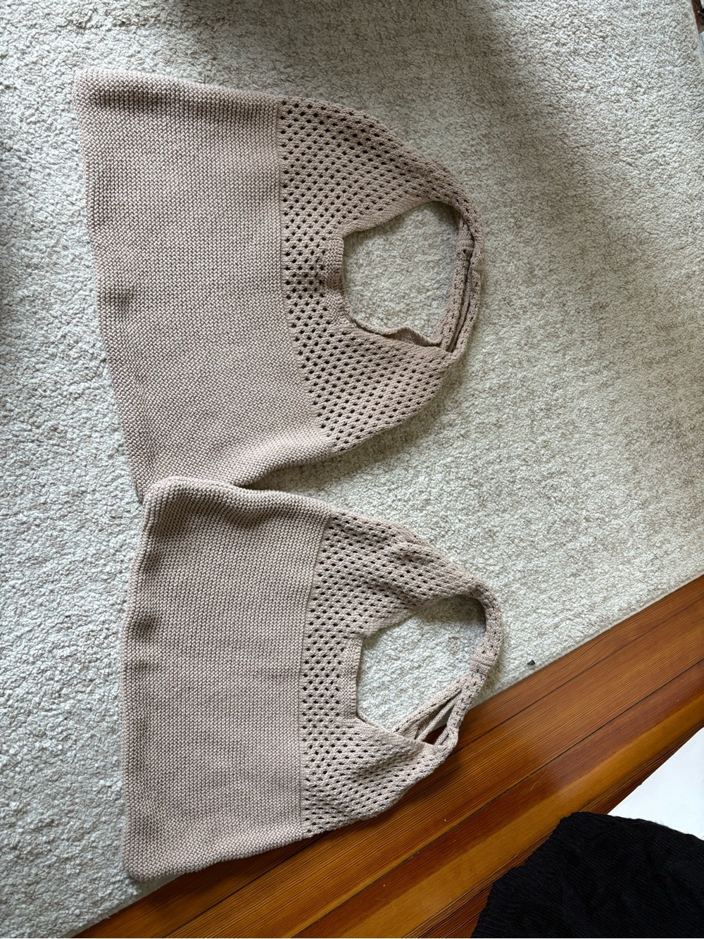 Beige Crochet Tote Bag - Pair - Picture 1 of 5